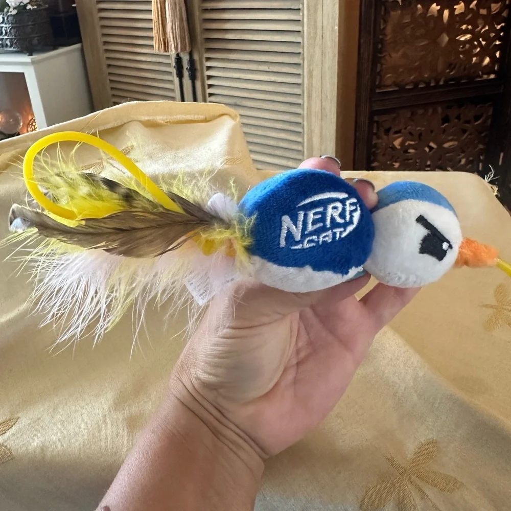 Nerf Cat Duck Launcher Plush Toy with Feather Bell & Launching Loop.